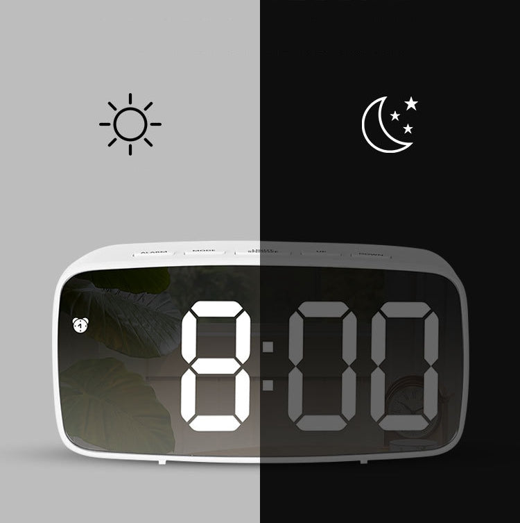 Mirror Bedside Alarm Clock Battery Plug-In Dual-Purpose LED Clock, Colour: Arc-shaped Black Shell (Black Surface Green Light) - Alarm Clocks by PMc TechLife | Online Shopping South Africa | PMc TechLife | Buy Now Pay Later Mobicred