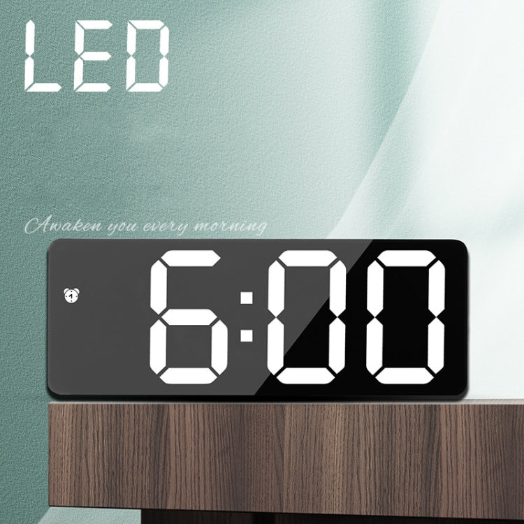 Mirror Bedside Alarm Clock Battery Plug-In Dual-Purpose LED Clock, Colour: Arc-shaped Black Shell (Black Surface Green Light) - Alarm Clocks by PMc TechLife | Online Shopping South Africa | PMc TechLife | Buy Now Pay Later Mobicred