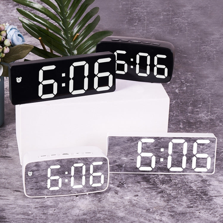 Mirror Bedside Alarm Clock Battery Plug-In Dual-Purpose LED Clock, Colour: Rectangular White Shell (Mirror White Light) - Alarm Clocks by PMc TechLife | Online Shopping South Africa | PMc TechLife | Buy Now Pay Later Mobicred