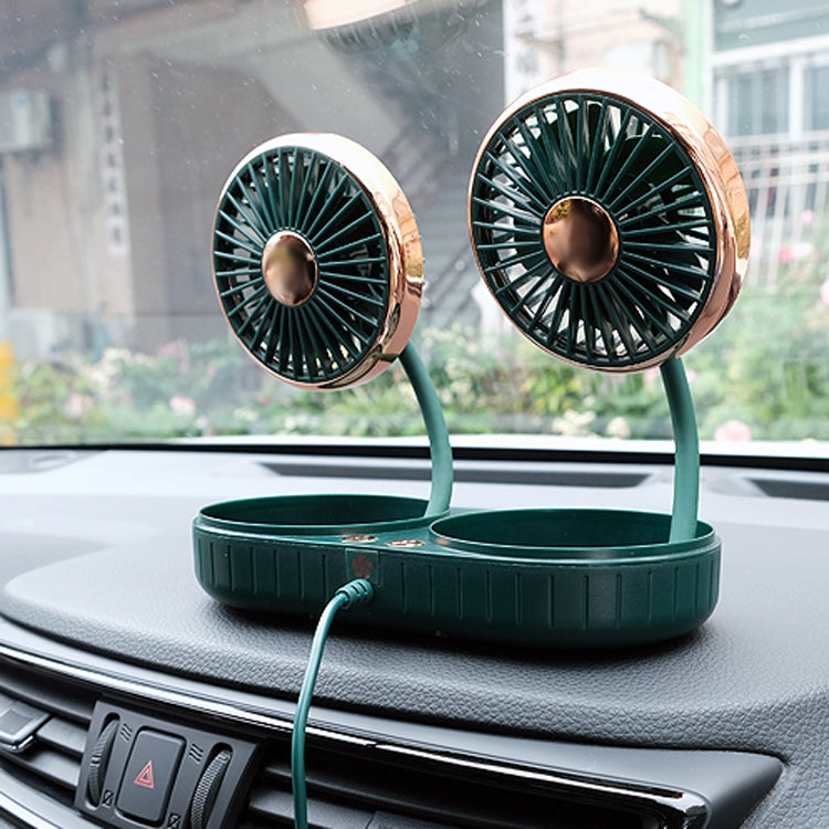 F303 Car USB Fan Car Shake Head Fan(Double Head Gold) - Heating & Fans by PMC Jewellery | Online Shopping South Africa | PMC Jewellery | Buy Now Pay Later Mobicred