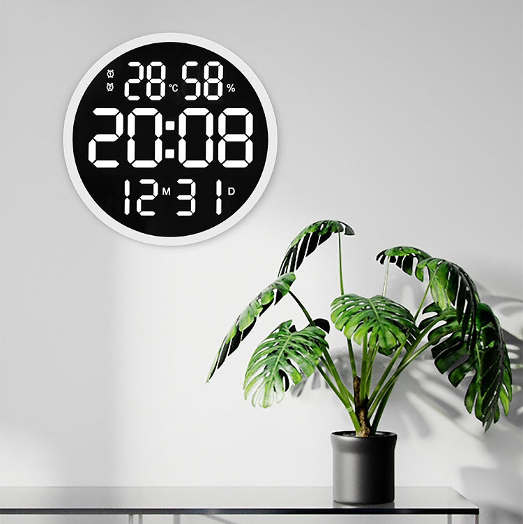 6620 12 Inch LED Simple Wall Clock Living Room Round Silent Digital Temperature And Humidity Electronic Clock(White Frame US Plug) - free shipping - PMc TechLife - Order now!