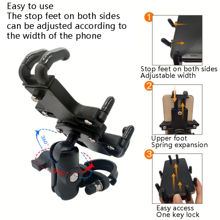 N-STAR NJN001 Motorcycle Bicycle Compatible Mobile Phone Bracket Aluminum Accessories Riding Equipment(With Expansion Head) - Holders by N-STAR | Online Shopping South Africa | PMC Jewellery | Buy Now Pay Later Mobicred