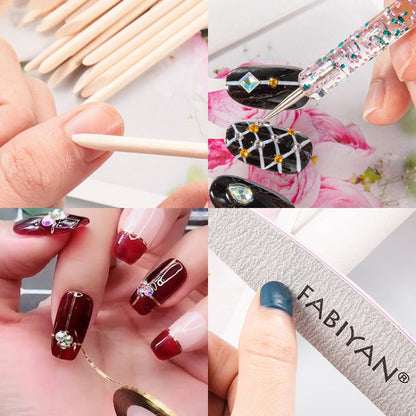 FABIYAN Nail Brush Nail Piece Set Nail Art Polishing Supplies Set, Specification: Natural Full-sticked Small Set - Nail Art Equipment by FABIYAN | Online Shopping South Africa | PMC Jewellery | Buy Now Pay Later Mobicred