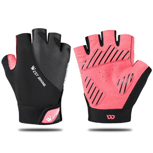 WEST BIKING YP0211210 Mountain Cycling Gloves Half Finger Breathable Anti-Slip Gloves Riding Equipment, Size: L(Pink) - Cycling Gloves by WEST BIKING | Online Shopping South Africa | PMC Jewellery | Buy Now Pay Later Mobicred