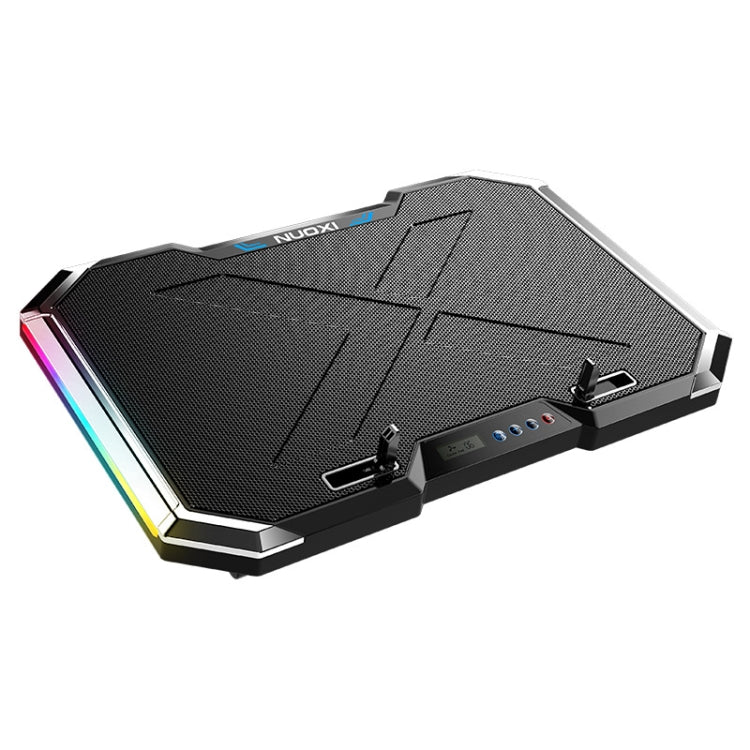 NUOXI Q8 Notebook Radiator LCD Screen Button Controllable RBG Luminescence Computer Cooling Base(Black) - free shipping - PMC Jewellery - Order now!