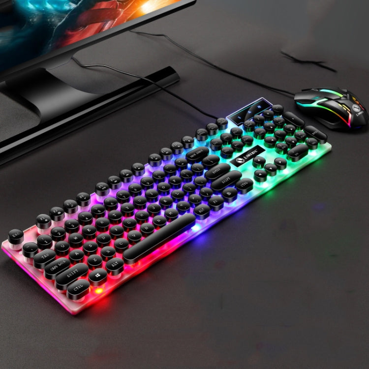 LIMEIDE GTX300 104 Keys Retro Round Key Cap USB Wired Mouse Keyboard, Cable Length: 1.4m, Colour: Punk Set Black - Wired Keyboard by LIMEIDE | Online Shopping South Africa | PMC TechLife | Buy Now Pay Later Mobicred