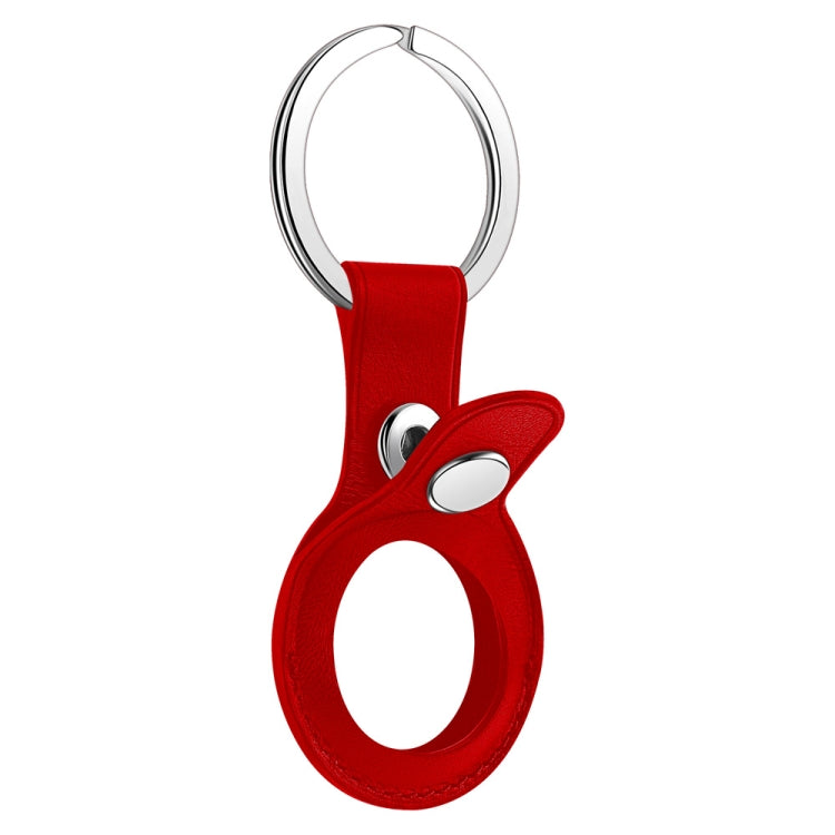 Anti-scratch Top-layer Cowhide Leather Protective Cover with Hanging Buckle for AirTag(Big Red) - Other by PMc TechLife | Online Shopping South Africa | PMc TechLife | Buy Now Pay Later Mobicred