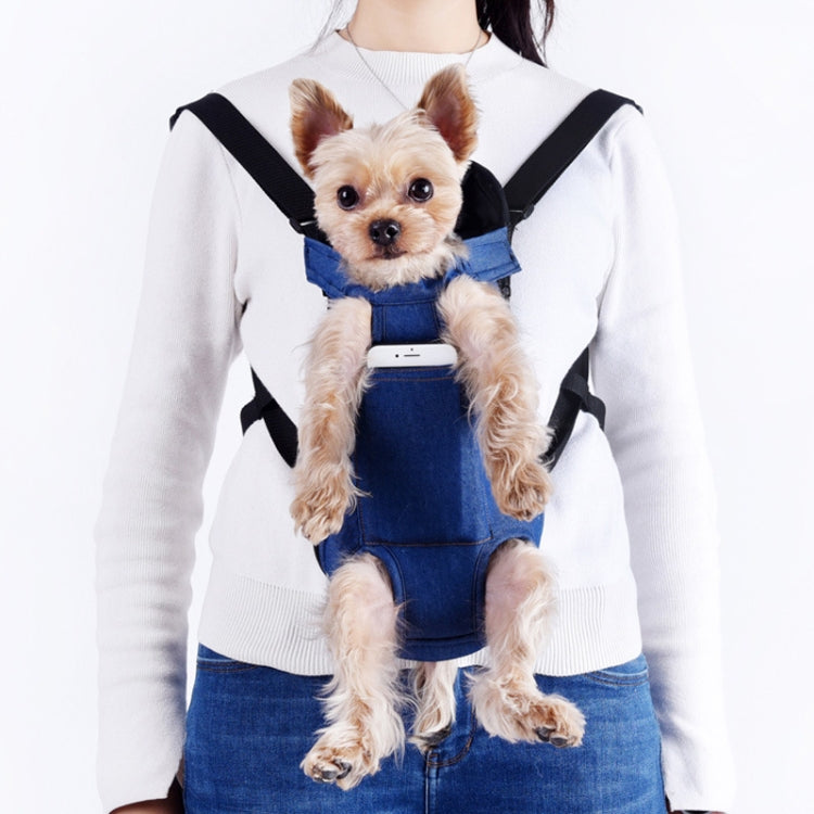 Dog Going Out Foldable On Chest Backpack Pet Carrier Bag, Colour: Blue Denim (Four Seasons)(L) - free shipping - PMC TechLife - Order now!
