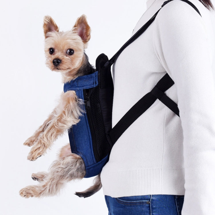 Dog Going Out Foldable On Chest Backpack Pet Carrier Bag, Colour: Blue Denim (Four Seasons)(L) - Pet Bags by PMC Jewellery | Online Shopping South Africa | PMC Jewellery