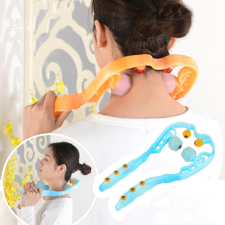 Manual Cervical Massager Home Multi-Function Shoulder And Neck Massage Roller, Shape: Strengthen Magnetic Therapy Orange - free shipping - PMC TechLife - Order now!