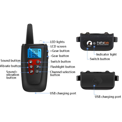 PaiPaitek PD526V-2 1 In 2 100-Speed Sound Vibration Remote Control Training Dog Device Anti-Barking Device Electronic Remote Control Collar - Training Aids by PaiPaitek | Online Shopping South Africa | PMC Jewellery | Buy Now Pay Later Mobicred