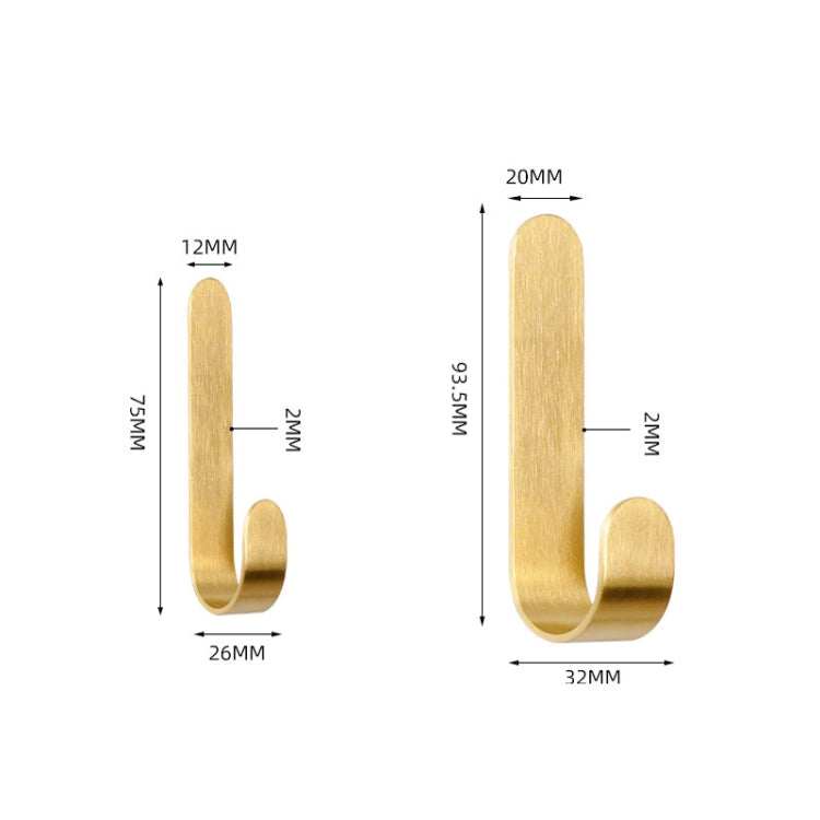 Brass Gold Color Brushed Hook Punch-Free Metal Hanging Hook, Specification: Small - Shelf & Hooks by PMC TechLife | Online Shopping South Africa | PMC TechLife