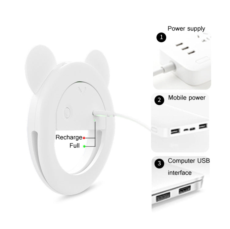 2 PCS XJ17 Large-Capacity Live Video Conference Fill Light Ring Light Mobile Phone Selfie LED Fill Light(Bear Ear) - Ring Light by PMC Jewellery | Online Shopping South Africa | PMC Jewellery | Buy Now Pay Later Mobicred