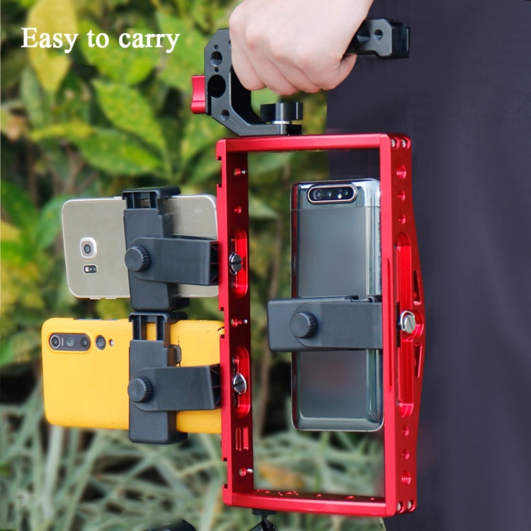 Diving Dual Handheld Grip Bracket Stabilizer Extension Phone Clamp Camera Rig Cage Underwater Case for GoPro HERO9 /8 /7, Colour: Red - Camera Cage by PMC TechLife | Online Shopping South Africa | PMC TechLife | Buy Now Pay Later Mobicred