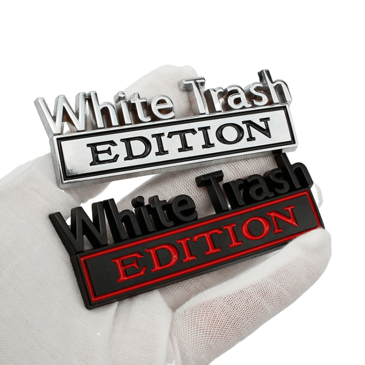 2 PCS Car Metal Modification Standard White Trash Edition Car Label Stickers(Black Red) - Decorative Sticker by PMC TechLife | Online Shopping South Africa | PMC TechLife | Buy Now Pay Later Mobicred