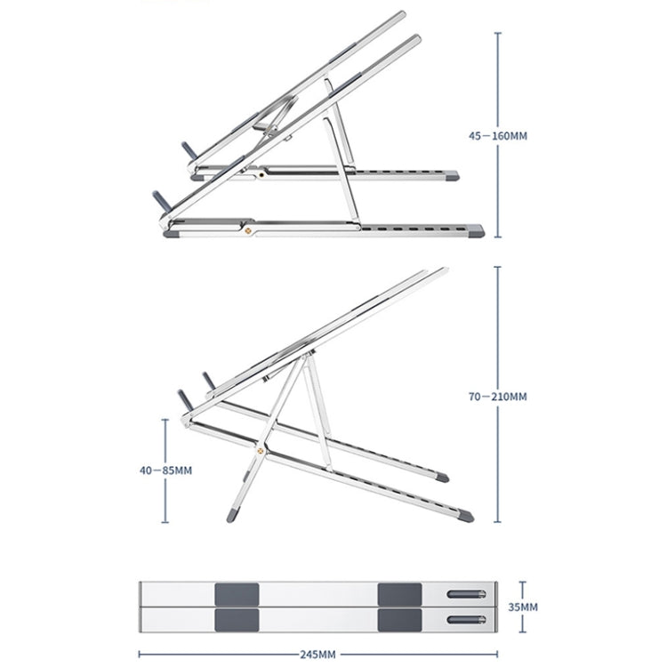 Oatsbasf Z02 Laptop Increasing Cooling Bracket Aluminum Alloy Desktop Adjustable Bracket(Silver) - free shipping - PMC Jewellery - Order now!