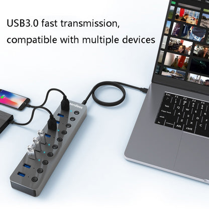 Blueendless USB Splitter Aluminum Alloy QC Fast Charge Expander, Number of interfaces: 7-port (12V2A Power) - USB HUB by Blueendless | Online Shopping South Africa | PMC Jewellery | Buy Now Pay Later Mobicred