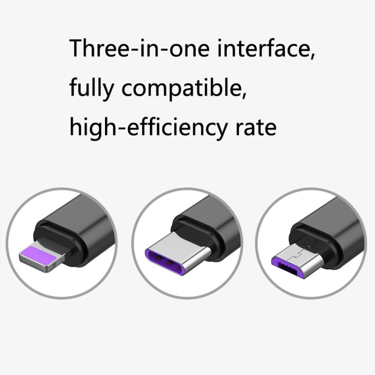 2 PCS ZZ034 USB To 8 Pin + USB-C / Type-C + Micro USB 3 In 1 Fast Charging Cable, Style: Mini-Red - Multifunction Cable by PMC Jewellery | Online Shopping South Africa | PMC Jewellery | Buy Now Pay Later Mobicred