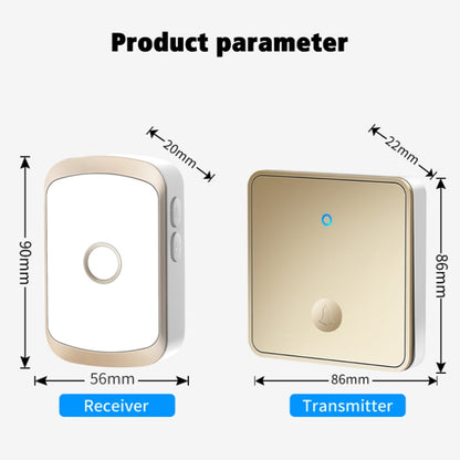 CACAZI FA50 1 For 1 Push-button Self-generating Wireless Doorbell, Plug:EU Plug(Gold) - Wireless Doorbell by CACAZI | Online Shopping South Africa | PMC Jewellery