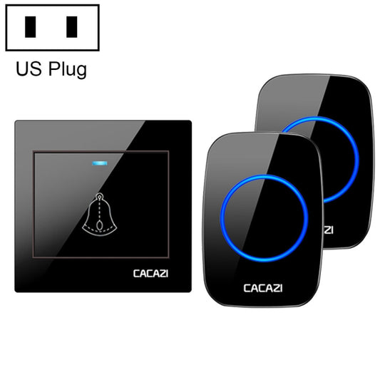 CACAZI H10 1 For 2 Home Wireless Music Doorbell without Battery, Plug:US Plug(Black) - Wireless Doorbell by CACAZI | Online Shopping South Africa | PMC Jewellery