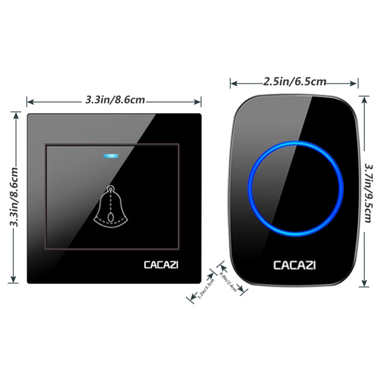 CACAZI H10 1 For 2 Home Wireless Music Doorbell without Battery, Plug:US Plug(Black) - Wireless Doorbell by CACAZI | Online Shopping South Africa | PMC Jewellery | Buy Now Pay Later Mobicred