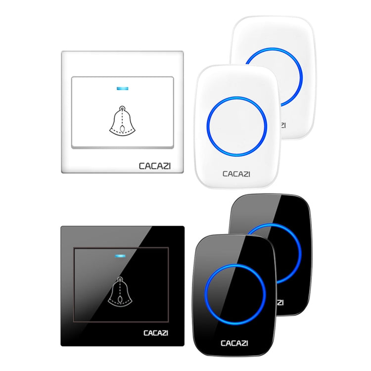 CACAZI H10 1 For 2 Home Wireless Music Doorbell without Battery, Plug:EU Plug(Black) - Wireless Doorbell by CACAZI | Online Shopping South Africa | PMC Jewellery | Buy Now Pay Later Mobicred