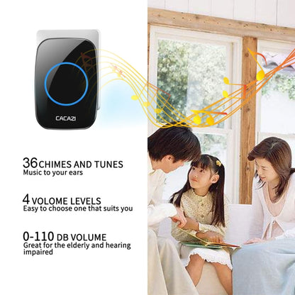 CACAZI H10 1 For 2 Home Wireless Music Doorbell without Battery, Plug:EU Plug(White) - Wireless Doorbell by CACAZI | Online Shopping South Africa | PMC Jewellery | Buy Now Pay Later Mobicred