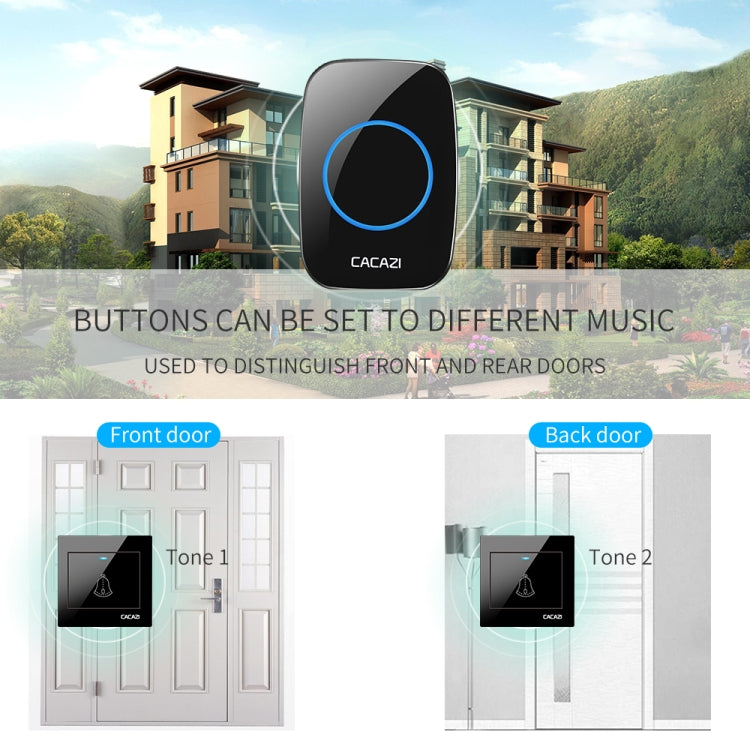 CACAZI H10 1 For 2 Home Wireless Music Doorbell without Battery, Plug:EU Plug(White) - Wireless Doorbell by CACAZI | Online Shopping South Africa | PMC Jewellery | Buy Now Pay Later Mobicred