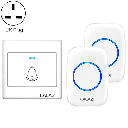 CACAZI H10 1 For 2 Home Wireless Music Doorbell without Battery, Plug:UK Plug(White) - Wireless Doorbell by CACAZI | Online Shopping South Africa | PMC Jewellery | Buy Now Pay Later Mobicred