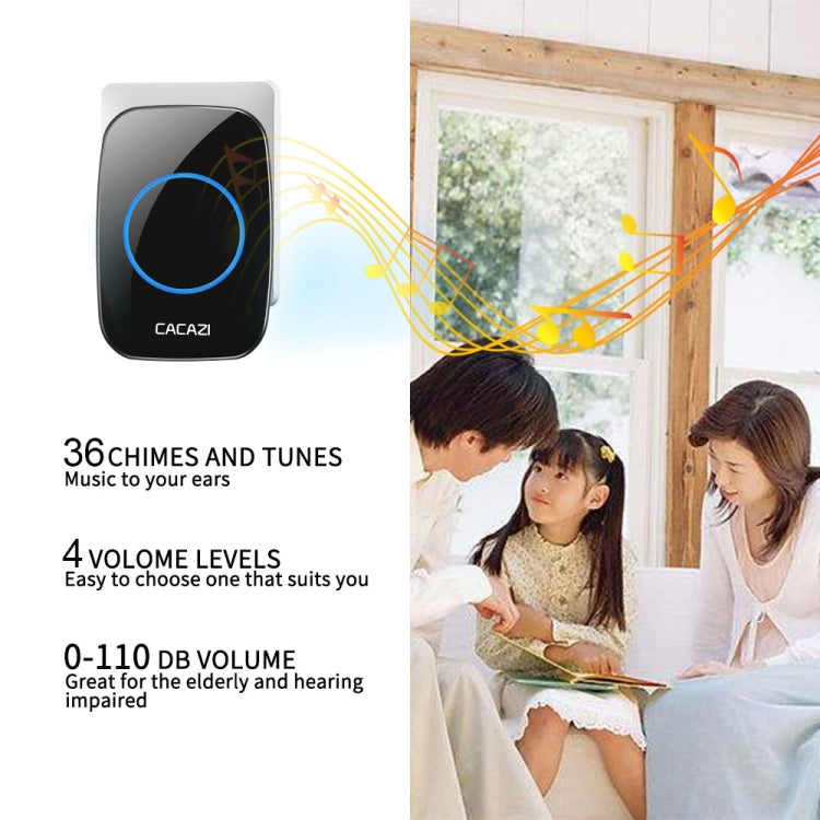 CACAZI H10 1 For 2 Home Wireless Music Doorbell without Battery, Plug:UK Plug(White) - Wireless Doorbell by CACAZI | Online Shopping South Africa | PMC Jewellery | Buy Now Pay Later Mobicred