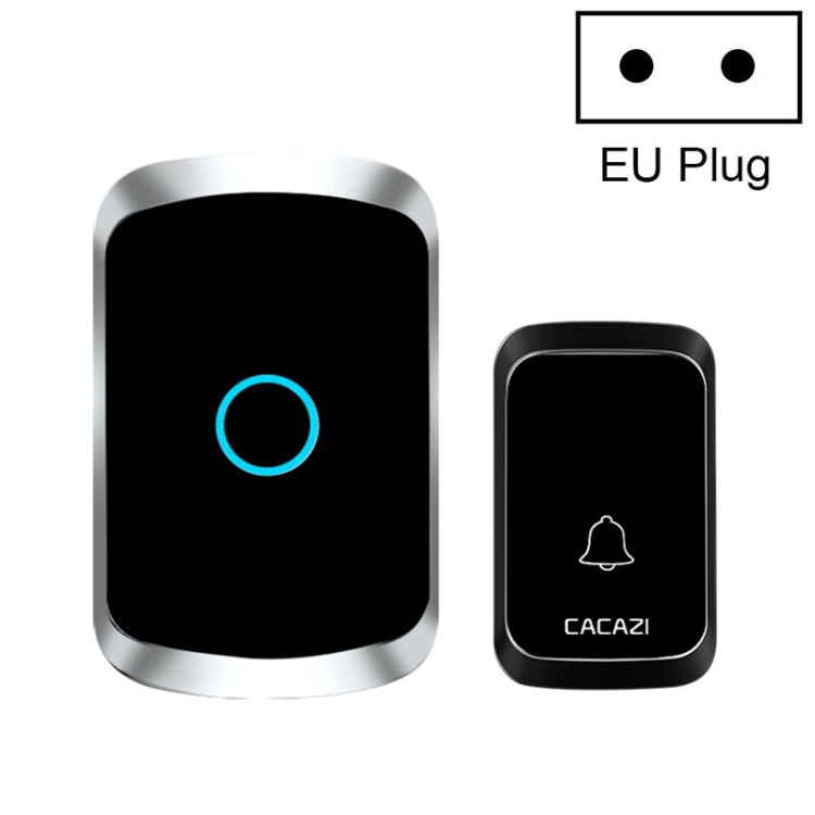 CACAZI A50 1 For 1 Wireless Music Doorbell without Battery, Plug:EU Plug(Black) - Wireless Doorbell by CACAZI | Online Shopping South Africa | PMC Jewellery
