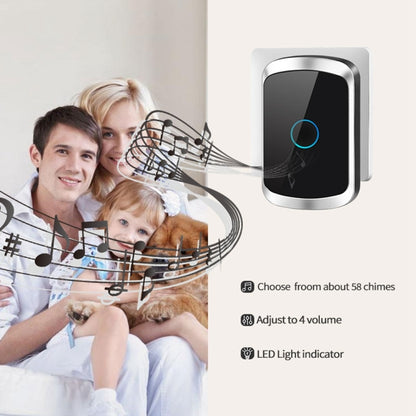 CACAZI A50 1 For 1 Wireless Music Doorbell without Battery, Plug:UK Plug(White) - Wireless Doorbell by CACAZI | Online Shopping South Africa | PMC Jewellery
