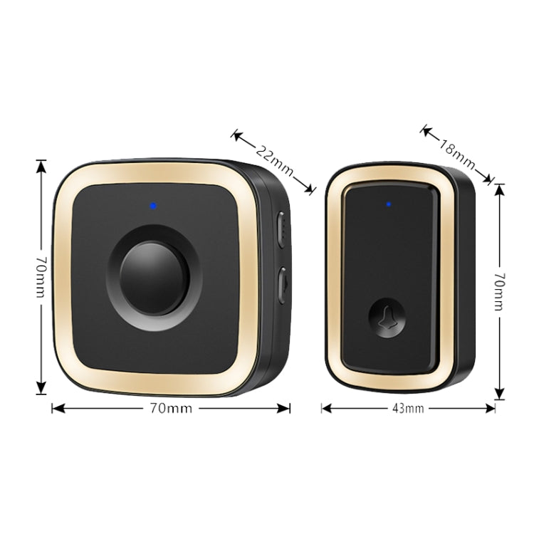 CACAZI A58 1 For 1 Smart Wireless Doorbell without Battery, Plug:UK Plug(Black Gold) - Wireless Doorbell by CACAZI | Online Shopping South Africa | PMC Jewellery