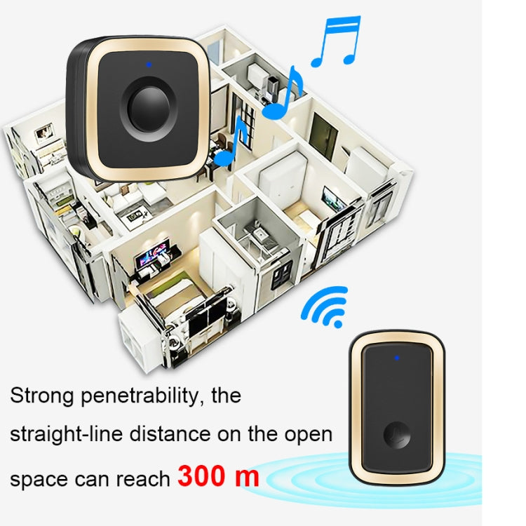 CACAZI A58 1 For 1 Smart Wireless Doorbell without Battery, Plug:EU Plug(Gold) - Wireless Doorbell by CACAZI | Online Shopping South Africa | PMC TechLife | Buy Now Pay Later Mobicred