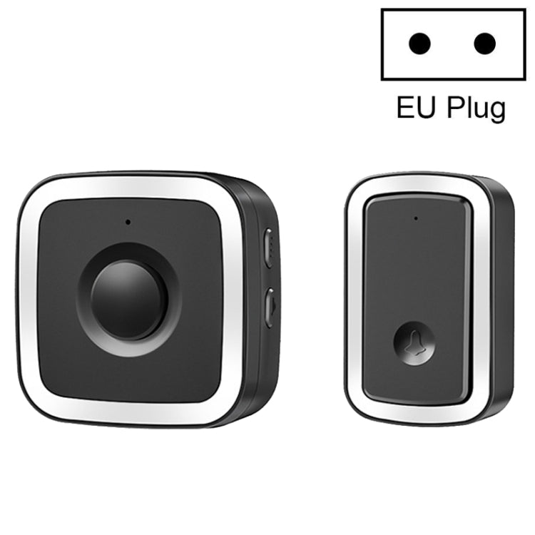CACAZI A58 1 For 1 Smart Wireless Doorbell without Battery, Plug:EU Plug(Black Silver) - Wireless Doorbell by CACAZI | Online Shopping South Africa | PMC Jewellery