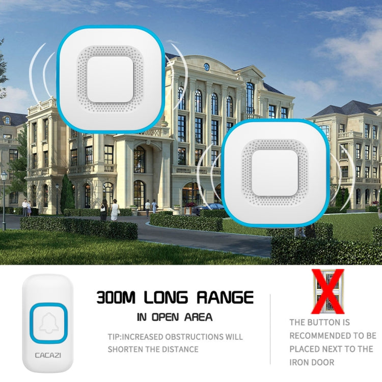 CACAZI V028F Wireless Music Doorbell without Battery, Plug:EU Plug(White) - Wireless Doorbell by CACAZI | Online Shopping South Africa | PMC TechLife | Buy Now Pay Later Mobicred