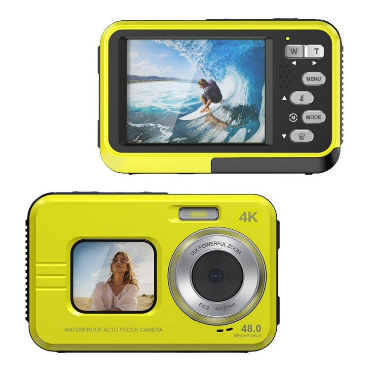 WDC901 3.5m Waterproof 48MP HD Dual Screen Outdoor Sports Digital Camera AU Plug(Yellow) - Children Cameras by PMC Jewellery | Online Shopping South Africa | PMC Jewellery | Buy Now Pay Later Mobicred