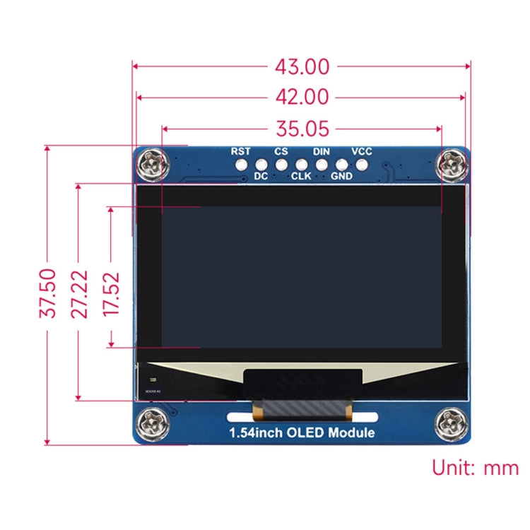 Waveshare 1.54 Inch OLED Display Module, 128��64 Resolution, SPI / I2C Communication(Blue) - free shipping - PMC TechLife - Order now!