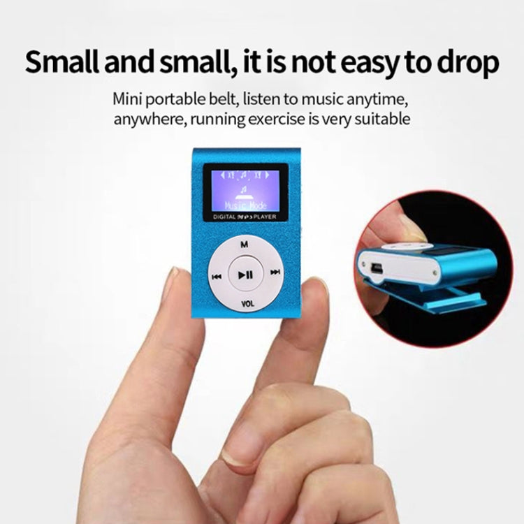 128M+Earphone+Cable Mini Lavalier Metal MP3 Music Player with Screen(Silver Gray) - MP3 Player by PMC TechLife | Online Shopping South Africa | PMC TechLife