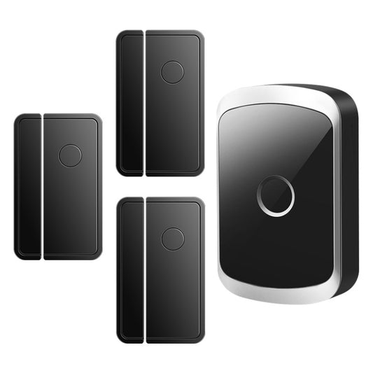 CACAZI M20 1 For 3 Split Type Door Opening Sensor Reminder Smart Wireless Doorbell Alarm, Style: EU Plug(Black) - Wireless Doorbell by CACAZI | Online Shopping South Africa | PMC Jewellery | Buy Now Pay Later Mobicred