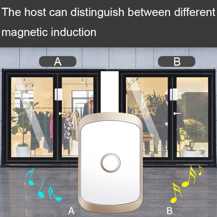 CACAZI M20 1 For 3 Split Type Door Opening Sensor Reminder Smart Wireless Doorbell Alarm, Style: EU Plug(Gold) - Wireless Doorbell by CACAZI | Online Shopping South Africa | PMC Jewellery