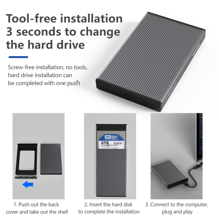 Blueendless 2.5 inch Mobile Hard Disk Box SATA Serial Port USB3.0 Free Tool SSD, Style: MR23F -A Port - free shipping - PMC Jewellery - Order now!
