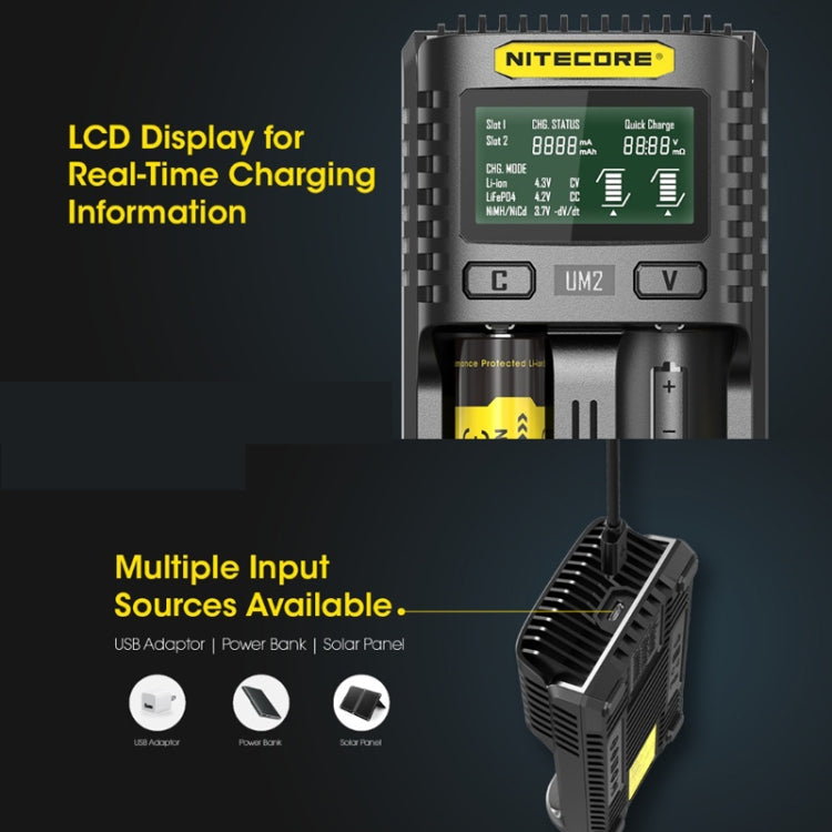 NITECORE Fast Lithium Battery Charger, US Plug, Model: UMS2 - Charger & Converter by NITECORE | Online Shopping South Africa | PMC Jewellery | Buy Now Pay Later Mobicred