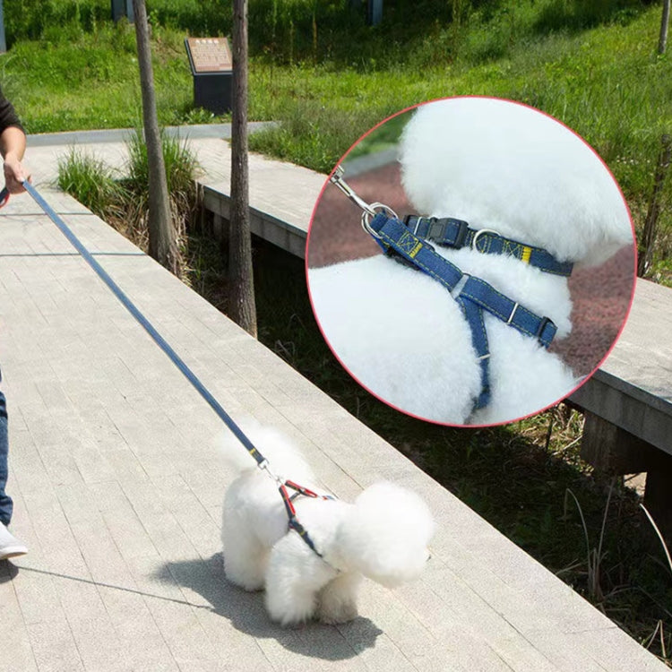 BG-Q1025 Leash+Chest Strap+Collar Thickened Strong Denim Pet Dog Leash Set, Size: XL(Black) - Leashes & Chest Strap by PMC TechLife | Online Shopping South Africa | PMC TechLife
