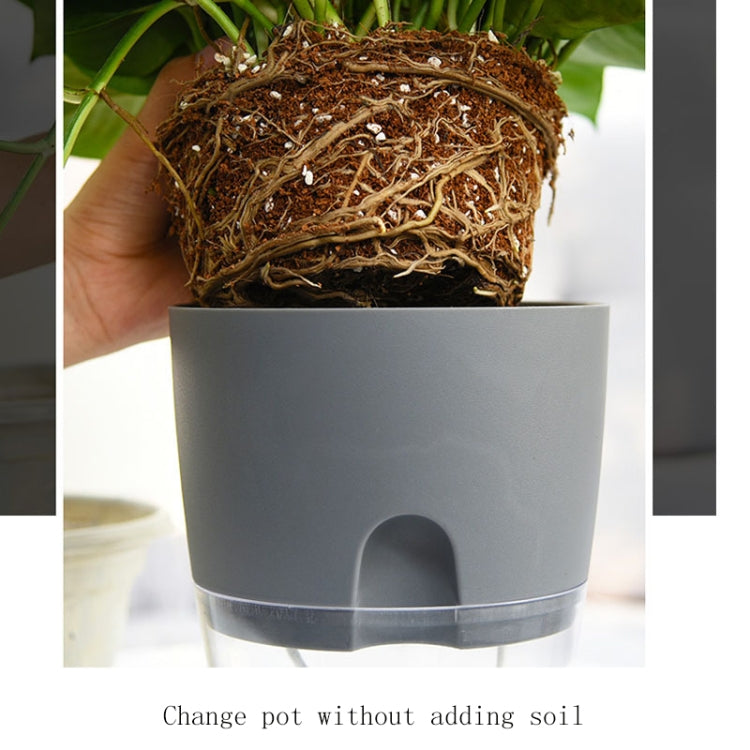Transparent Plastic Double-Layer Water Storage Automatic Water-Absorbing Flowerpot, Size: A705 Caliber 10.5cm(Gray Transparent Basin) - Flower Pots & Planters by PMc TechLife | Online Shopping South Africa | PMc TechLife | Buy Now Pay Later Mobicred