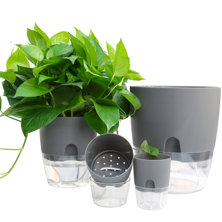 Transparent Plastic Double-Layer Water Storage Automatic Water-Absorbing Flowerpot, Size: A705 Caliber 10.5cm(Gray Transparent Basin) - Flower Pots & Planters by PMc TechLife | Online Shopping South Africa | PMc TechLife | Buy Now Pay Later Mobicred