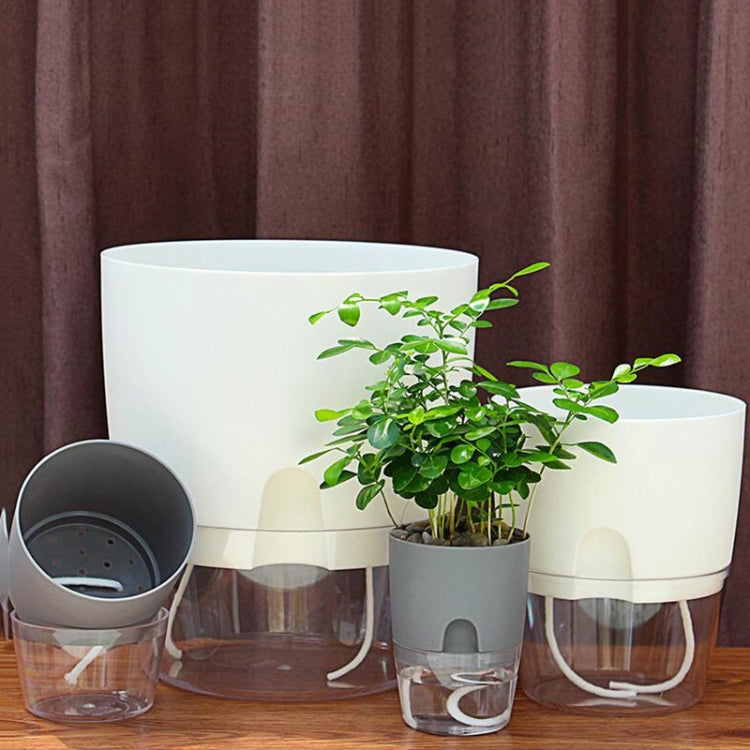 Transparent Plastic Double-Layer Water Storage Automatic Water-Absorbing Flowerpot, Size: A705 Caliber 10.5cm(Gray Transparent Basin) - Flower Pots & Planters by PMc TechLife | Online Shopping South Africa | PMc TechLife | Buy Now Pay Later Mobicred