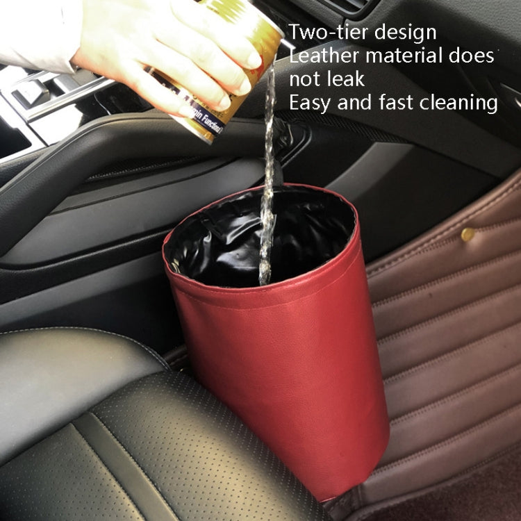 2 PCS Leather Foldable Car Trash Can Mini Chair Back Suspended Waterproof Trash Can(Black) - Stowing Tidying by PMC TechLife | Online Shopping South Africa | PMC TechLife | Buy Now Pay Later Mobicred
