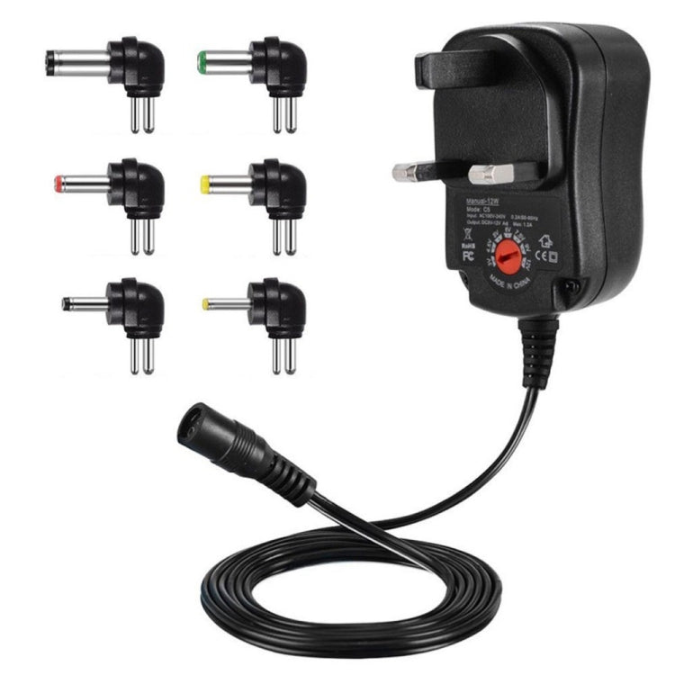 C5 3-12V 12W Adjustable Voltage Regulated Switch Power Supply Power Adapter Multifunction Charger With DC Tips(UK Plug) - free shipping - PMC TechLife - Order now!