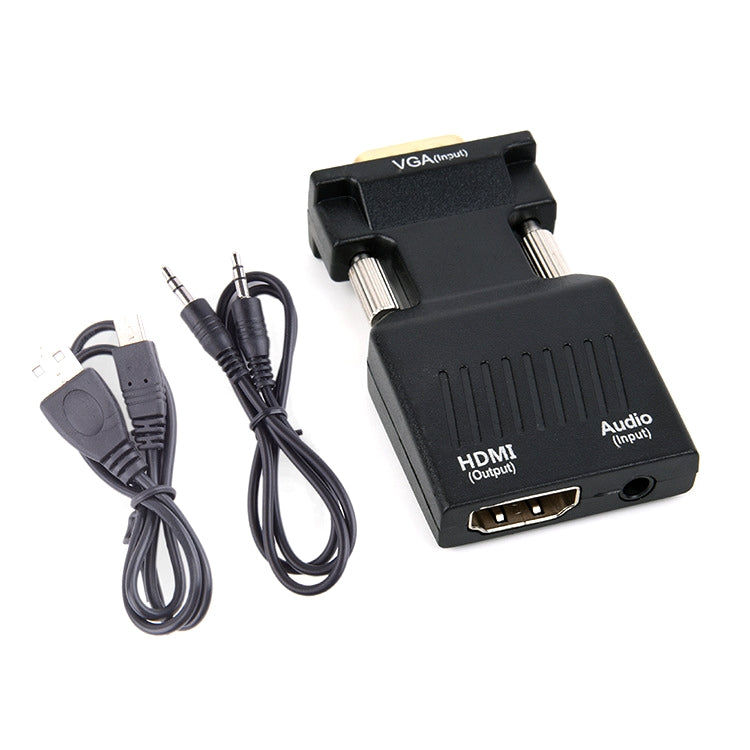 HW-2217 VGA to HDMI Converter With Audio Computer Host to HD Converter(Black) - free shipping - PMC TechLife - Order now!